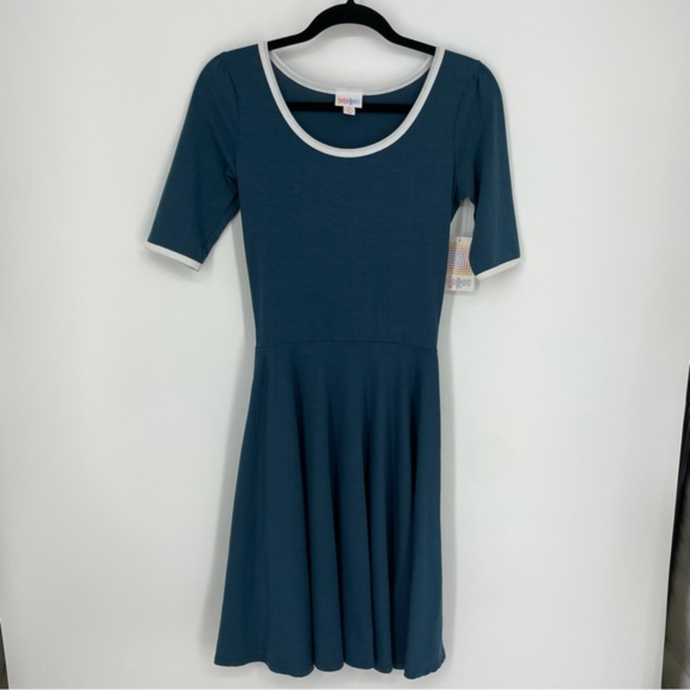 NWT LuLaRoe Nicole Ringer‎ Dress XS Dark Teal Knit